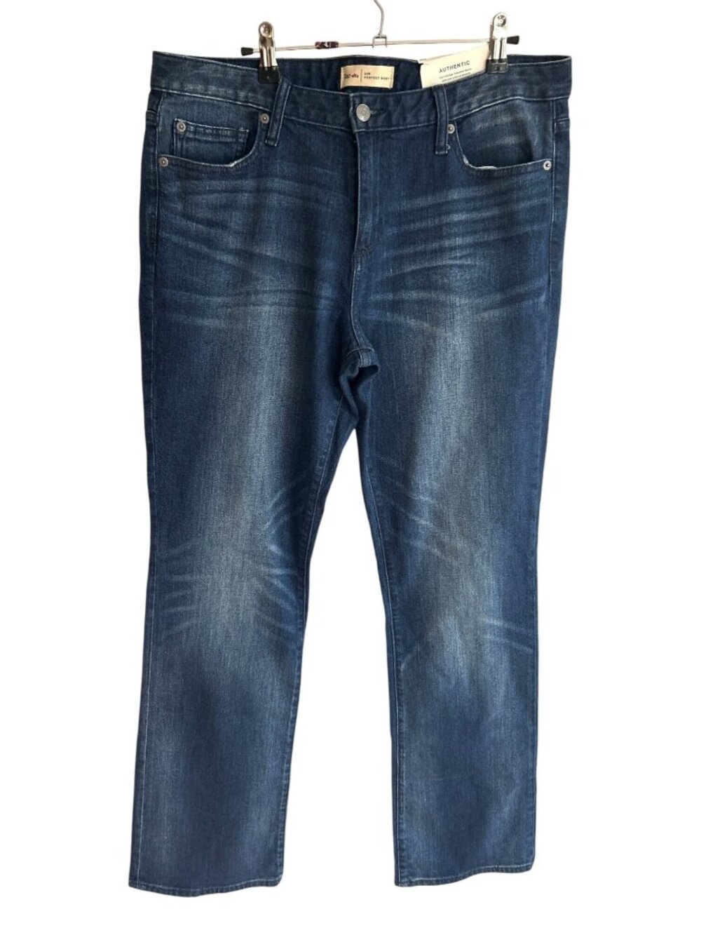 Vintage NWT Gap 1969 Perfect Bootcut Jeans Sz 32R Whiskered Mid Rise Blue Denim